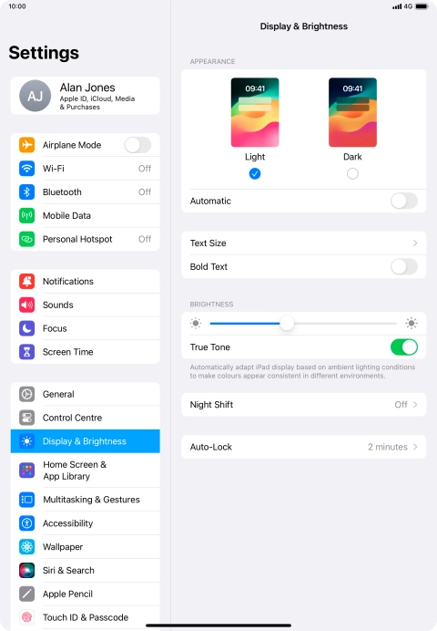 Press and drag the indicator below 