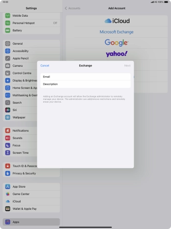 Press Email and key in your email address.
