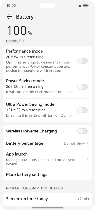 Press More battery settings.