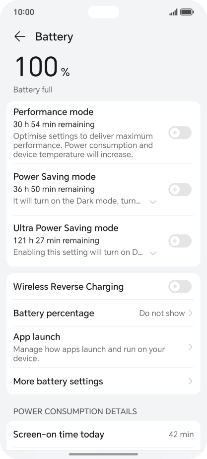 Press More battery settings.