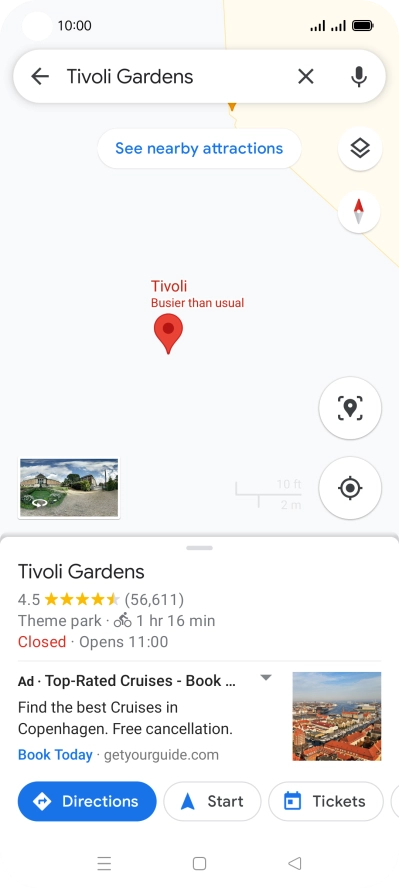 Press the destination at the bottom of the screen.