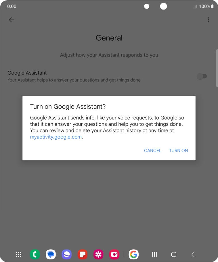 If you turn on the function, press TURN ON.