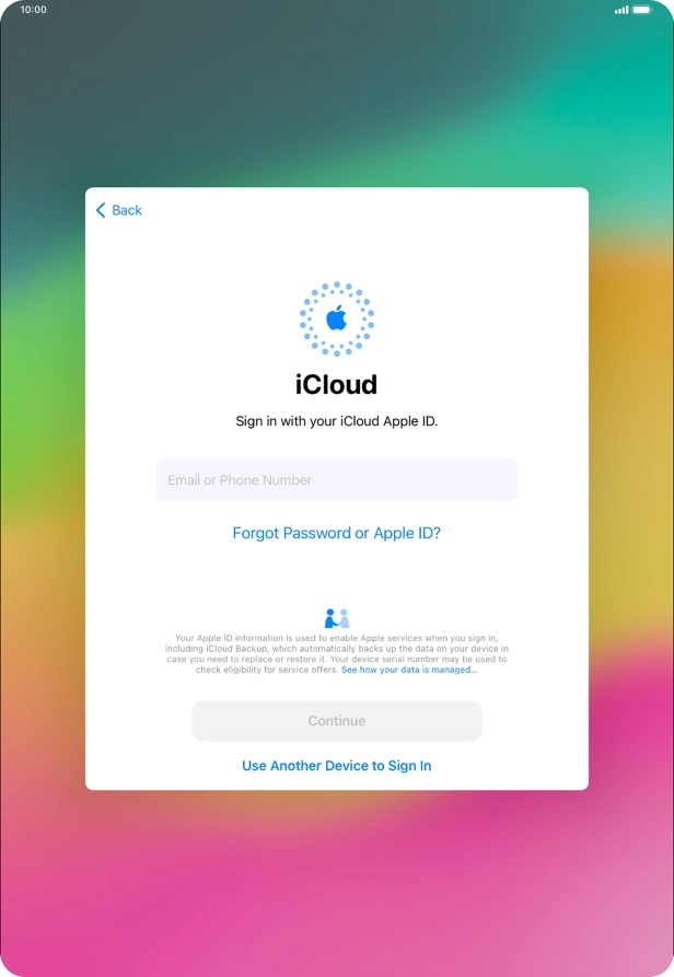 Press Email or Phone Number and key in the username for your Apple ID.