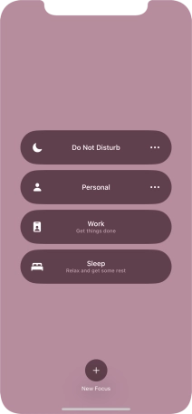 Press the required focus mode to activate or deactivate it immediately.