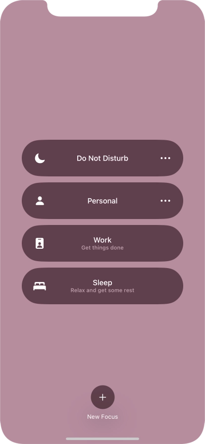 Press the required focus mode to activate or deactivate it immediately.