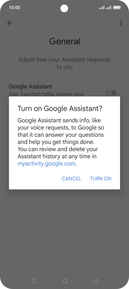 If you turn on the function, press TURN ON.