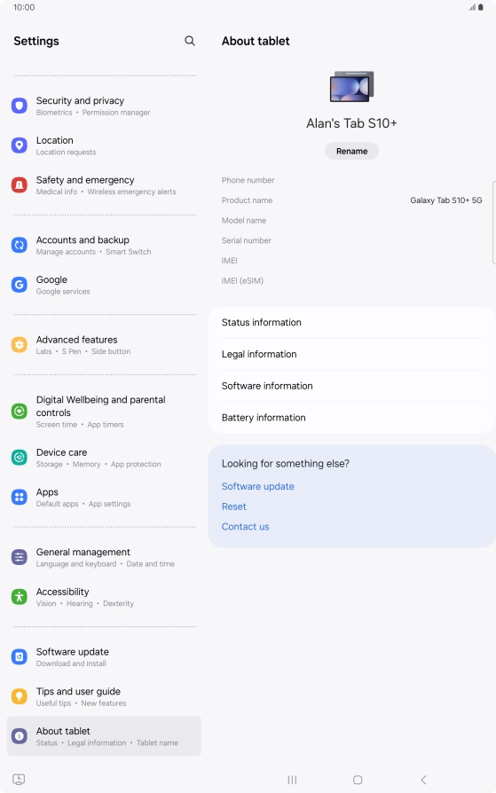 Press Status information.
