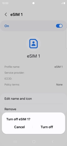 If you turn off use of the price plan, press Turn off.