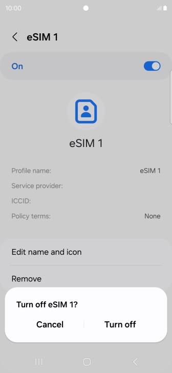 If you turn off use of the price plan, press Turn off.