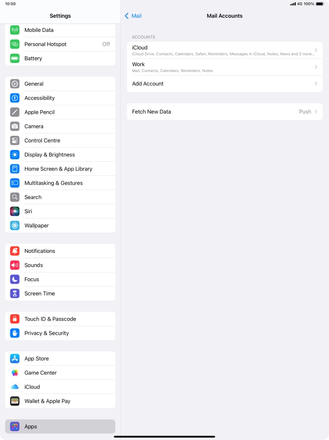 Press the required email account.
