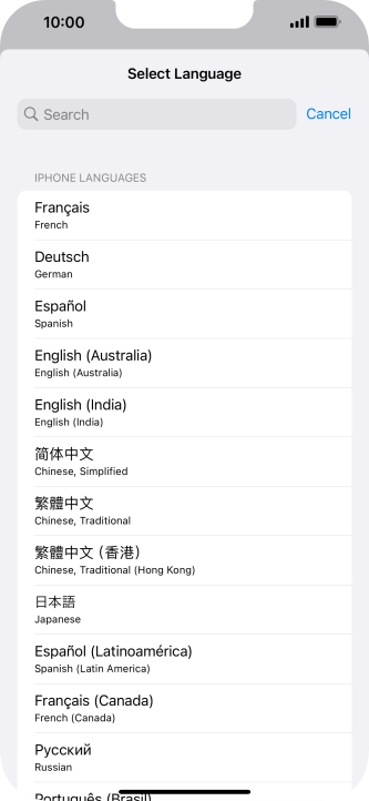 Press the required language.
