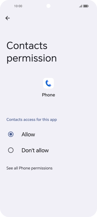 Press the required setting.