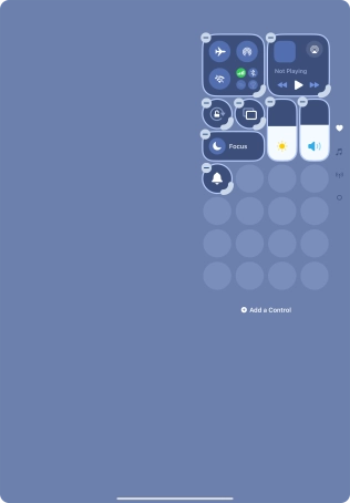 Press Add a Control and follow the instructions on the screen to add the required function to Control Centre.