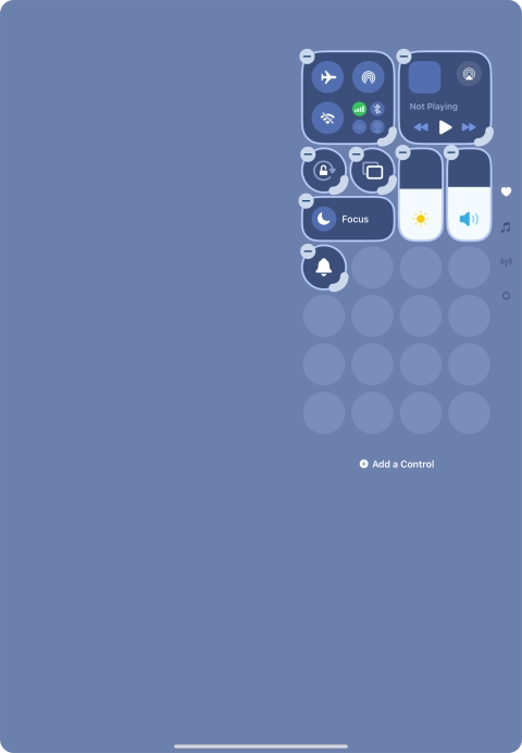 Press Add a Control and follow the instructions on the screen to add the required function to Control Centre.
