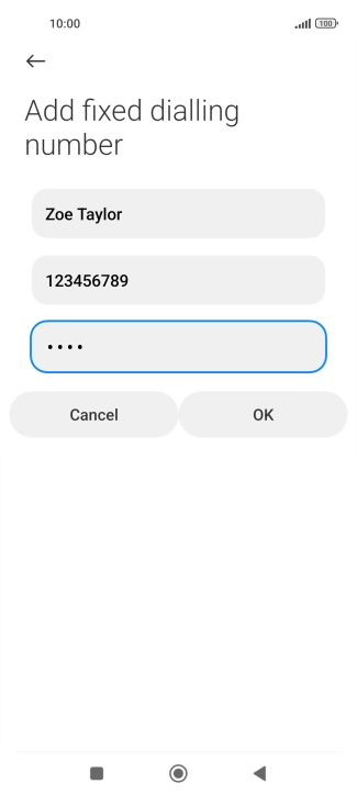 Key in your PIN2 and press OK. The default PIN2 is 1111.