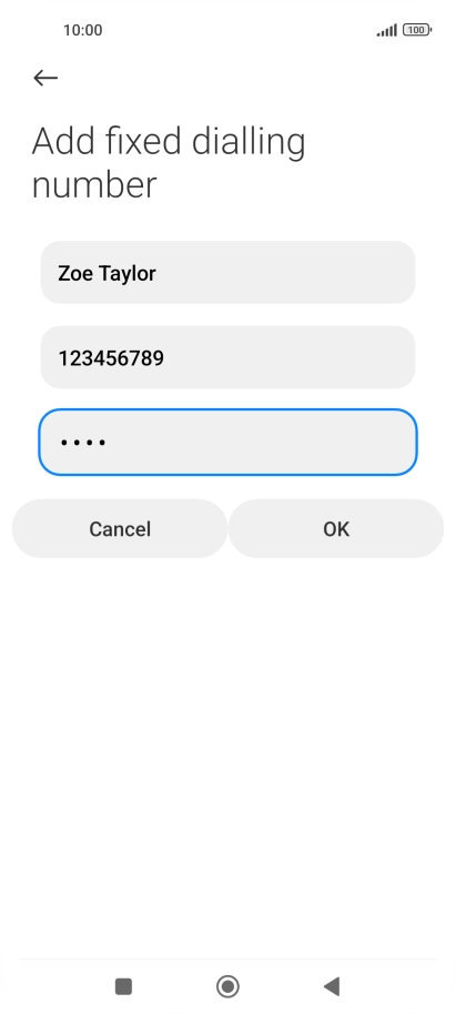 Key in your PIN2 and press OK. The default PIN2 is 1111.