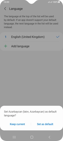 To select the new language as the default phone language, press Set as default.