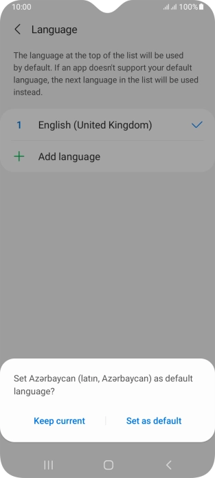 To select the new language as the default phone language, press Set as default.