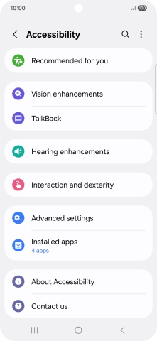 Press Vision enhancements and follow the instructions on the screen to select the required settings.