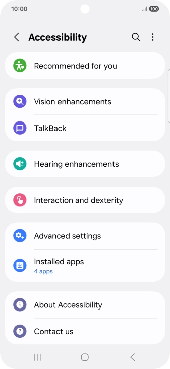 Press Vision enhancements and follow the instructions on the screen to select the required settings.