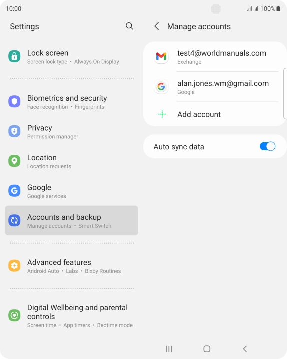 Press the required email account.