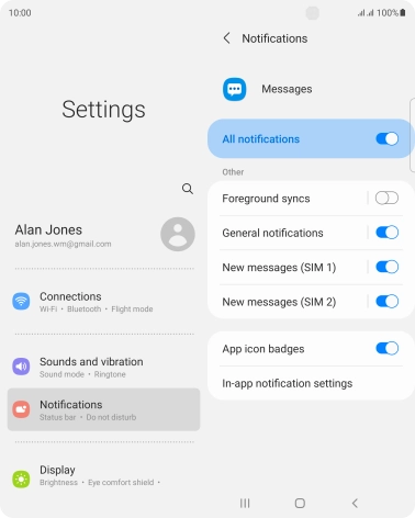 Press the indicator next to 