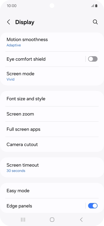 Press Screen timeout.