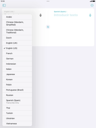 Press the required source language. Press the required source language.