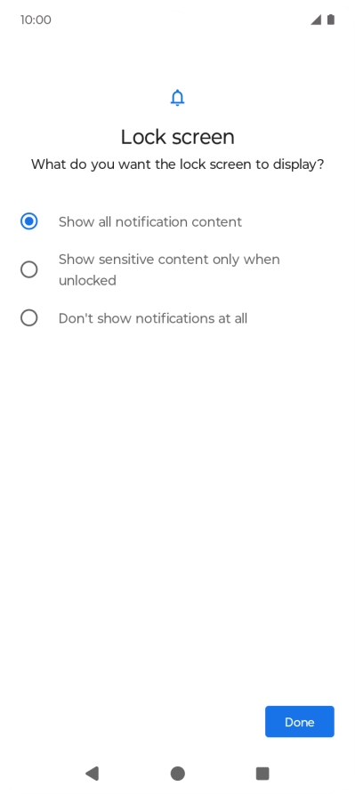 Press the required setting. Press the required setting.