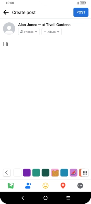 Write the required text and press POST.