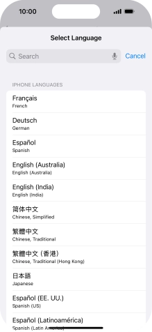 Press the required language.
