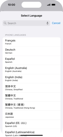 Press the required language.