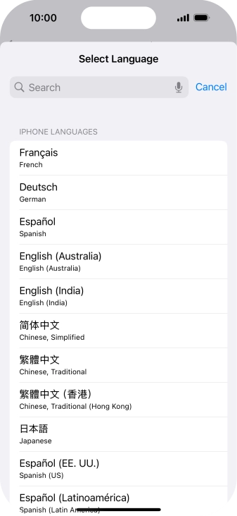 Press the required language.