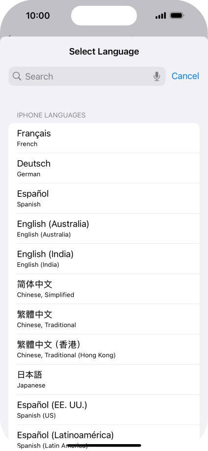 Press the required language.
