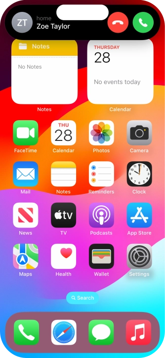 To answer or reject a call in Dynamic Island, press the required icon during an incoming call.