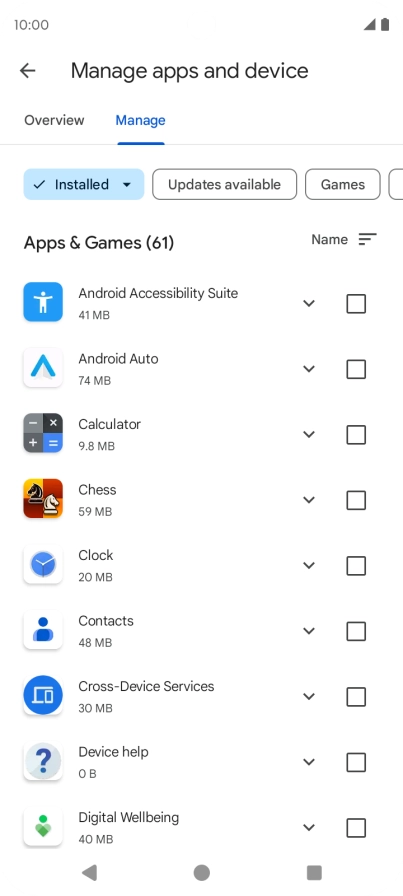 Press the required app.