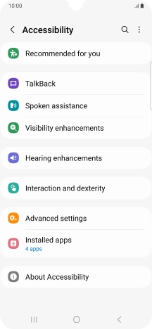 Press TalkBack and follow the instructions on the screen to select the required settings.