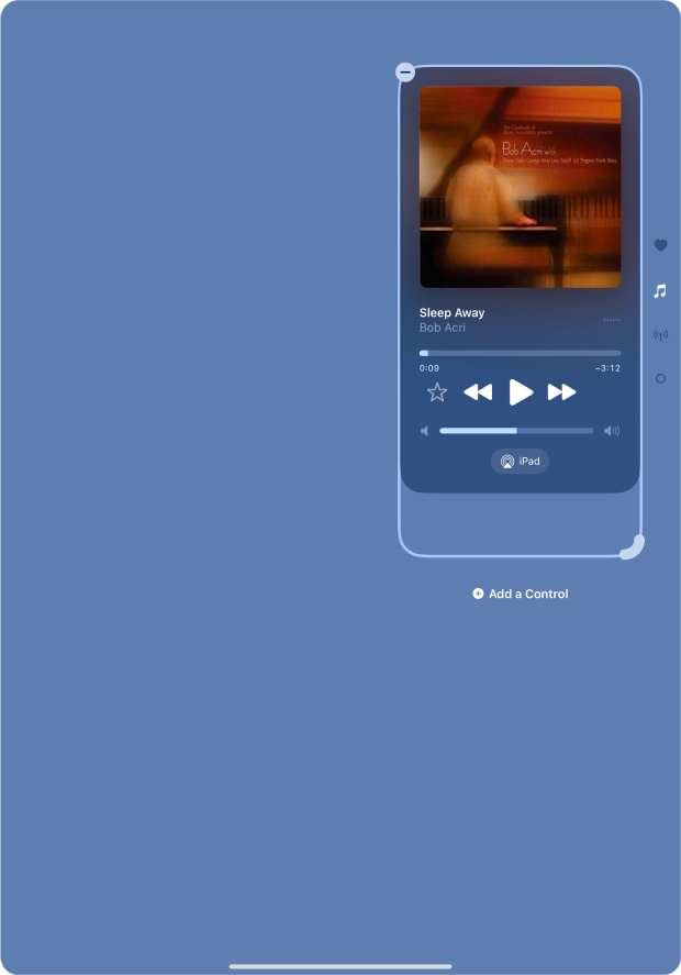 Press the remove icon on the required Control Centre page to remove it from Control Centre.