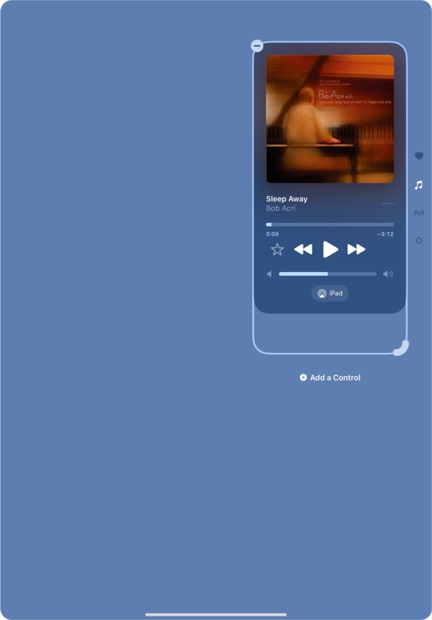 Press the remove icon on the required Control Centre page to remove it from Control Centre.