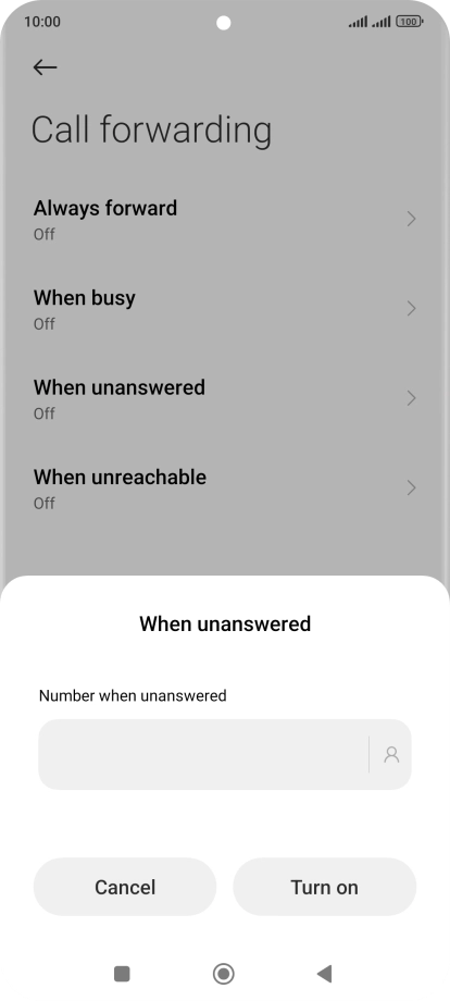 Key in +447836121121 and press Turn on.