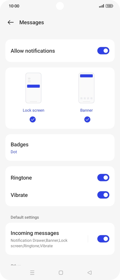 Press Incoming messages. Press Incoming messages.