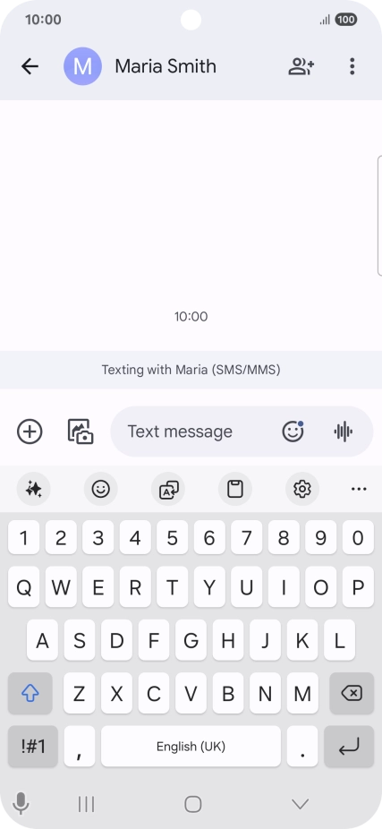 Select an existing conversation or create a new message and press the AI icon.