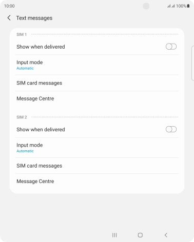 Press Message Centre below the required SIM. Press Message Centre below the required SIM.