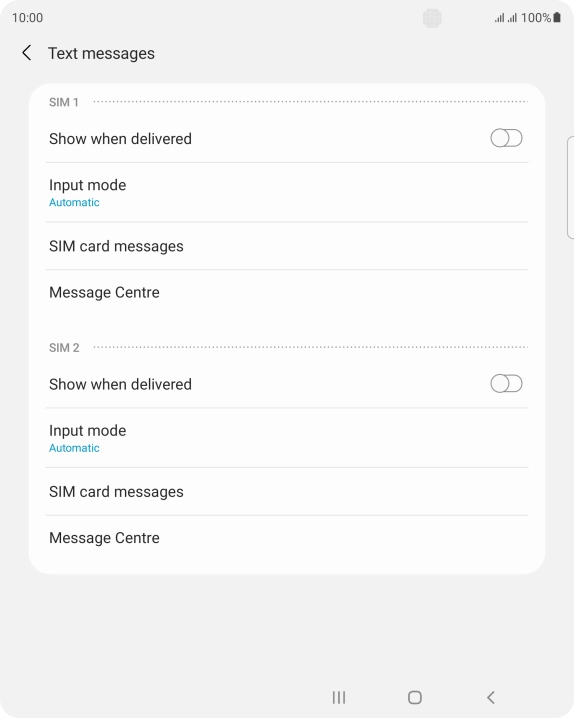 Press Message Centre below the required SIM. Press Message Centre below the required SIM.