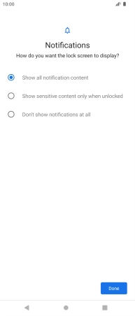 Press the required setting.
