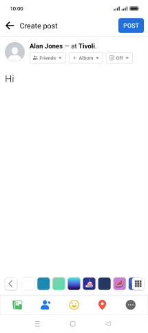 Write the required text and press POST.