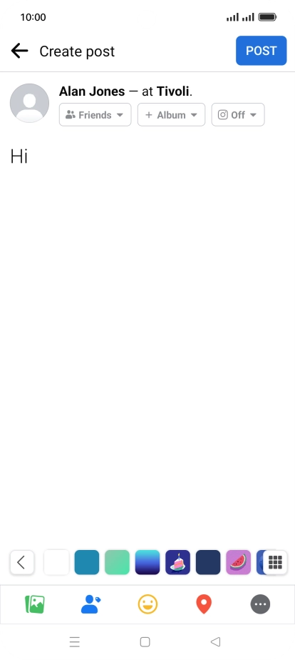 Write the required text and press POST.