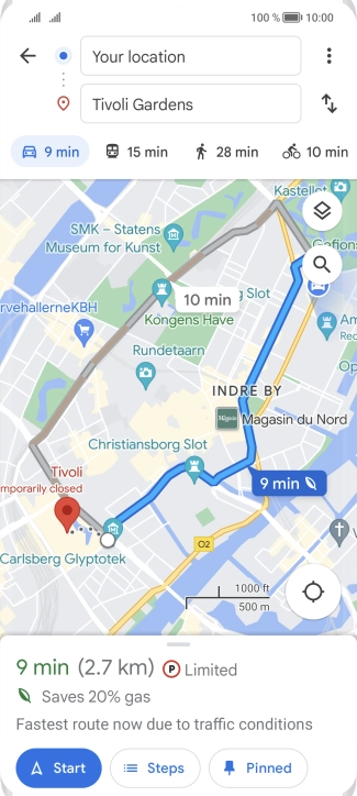 Press the required mode of transportation.