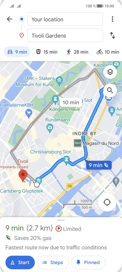 Press the required mode of transportation.