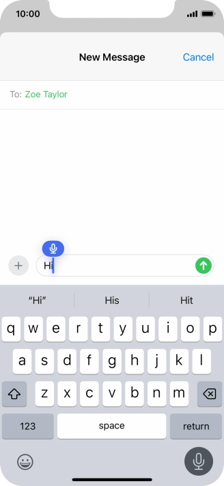 Press the microphone icon to end dictation.